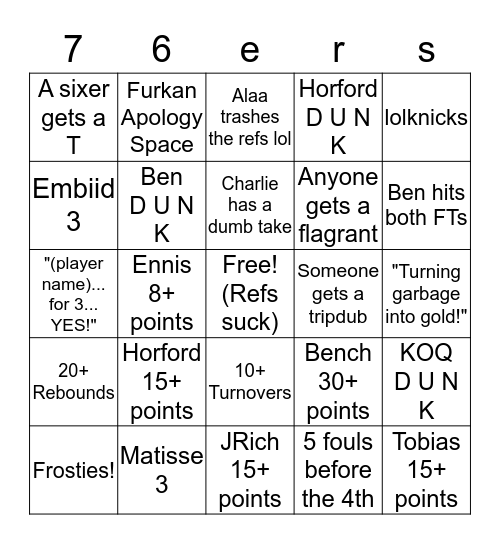 Long Bois vs Knisck Bingo Card