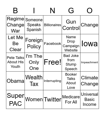 Debate Bingo Card
