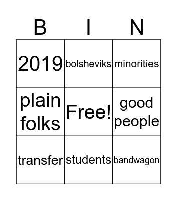 Propagana Bingo! Bingo Card