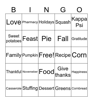 Thankful Bingo  Bingo Card