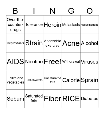 Chapter 4 Bingo Card