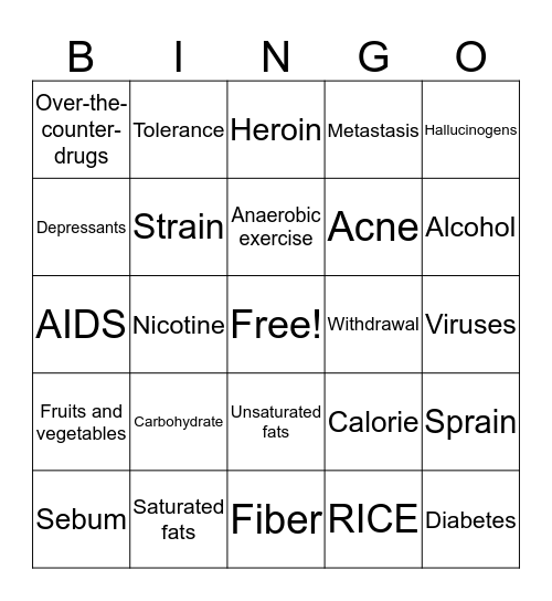 Chapter 4 Bingo Card