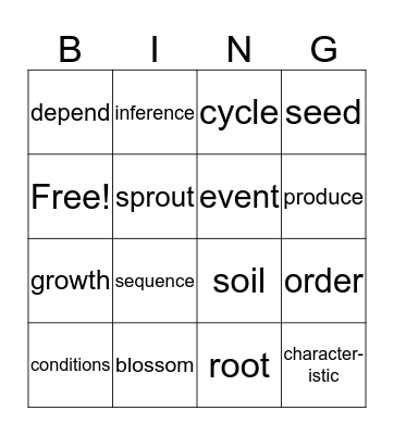 3.2 Vocabulary Bingo Card