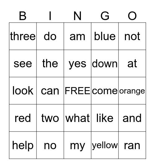 Sight Words 3 Bingo Card