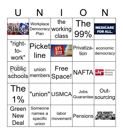 Union Member debate watch bingo Card