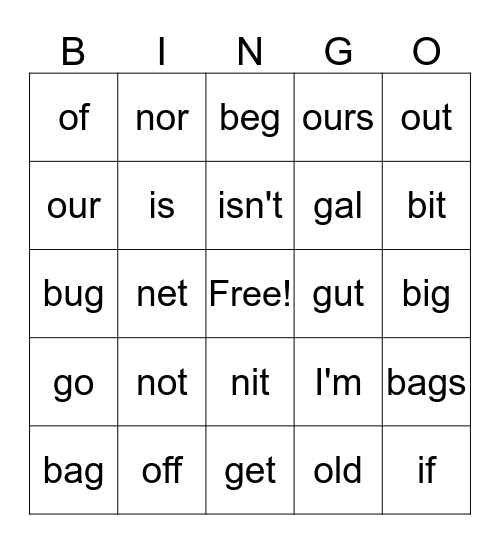 Sight Word Bingo! Bingo Card