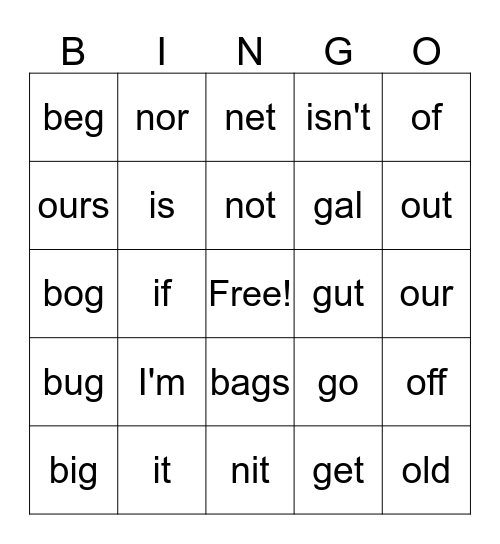 Sight Word Bingo! Bingo Card