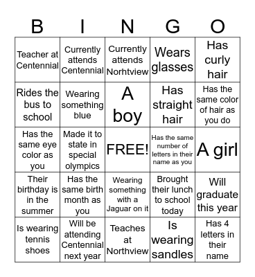 Get to Know you Bingo Card