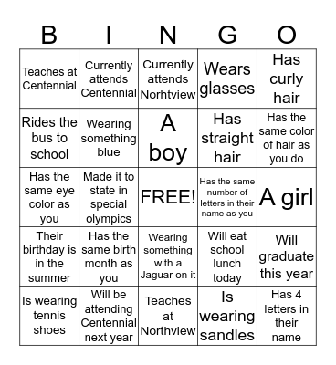 Get to Know you Bingo Card