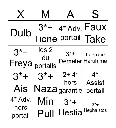 Xmas Bingo Card