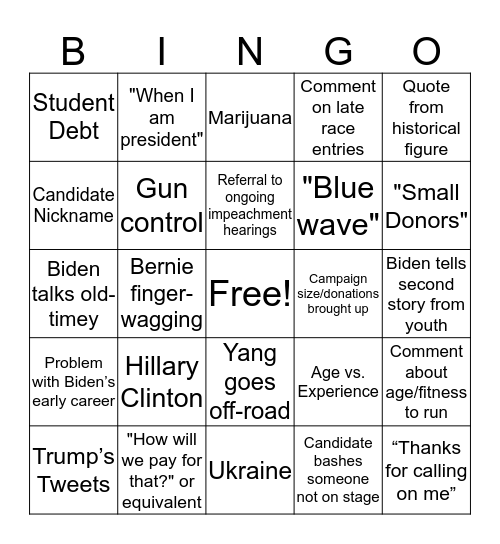 Democratic Debates Nov. 2019: Revenge of the 5th Bingo Card