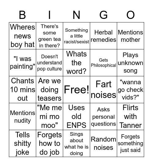 Samgo Bingo Card