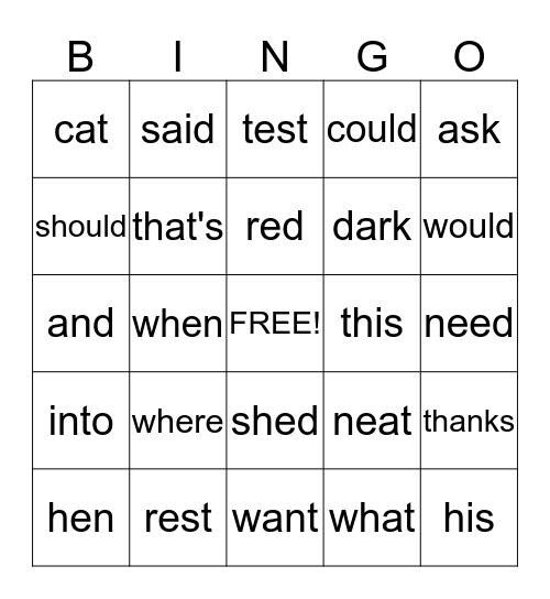 Where to Rest?  Lesson 19 Bingo Card