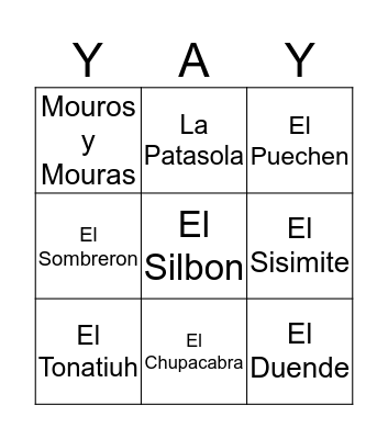 Mitos y Leyendas de la Cultura Espanola Bingo Card