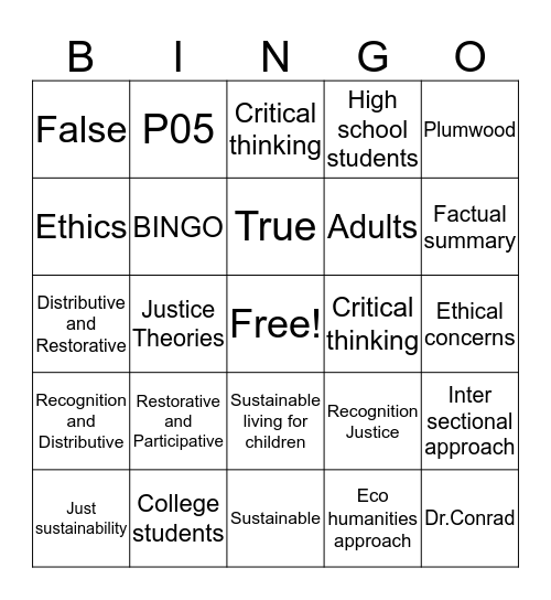 presentation school bingo