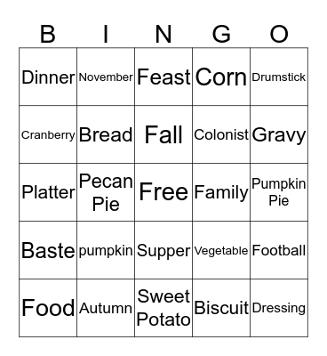 Thanksgiving Bingo Card