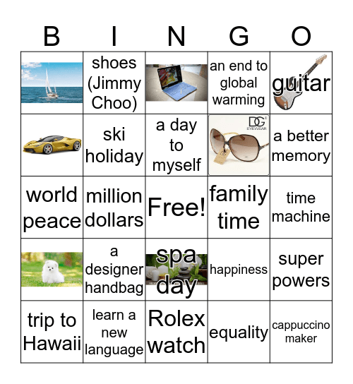 All I Want for Christmas.... Bingo Card