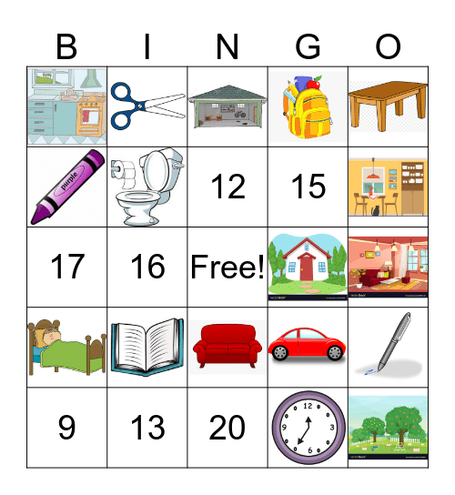 Parts of the House Bingo Card