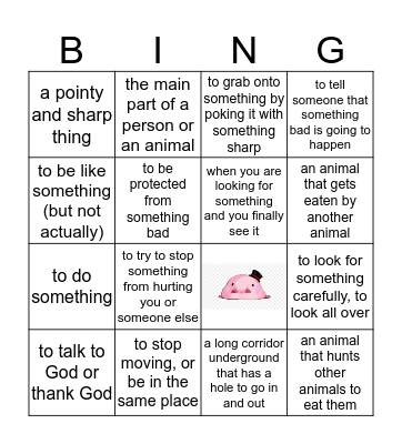 Ugly Animals Bingo! Bingo Card