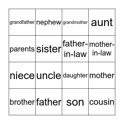 Family BINGO Card