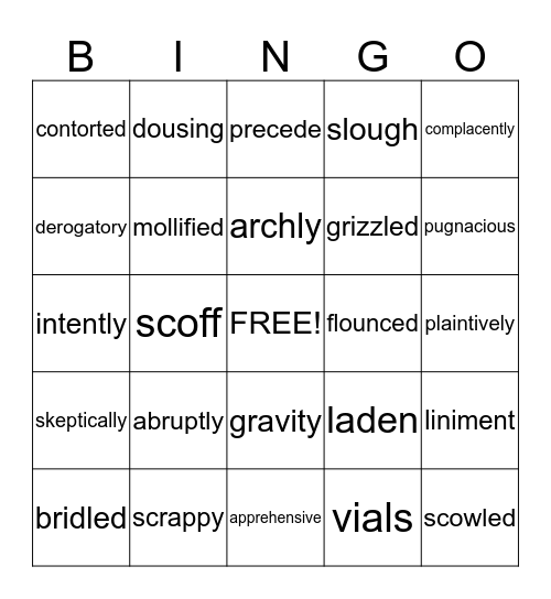 Of Mice and Men Chapter 2 Bingo Card