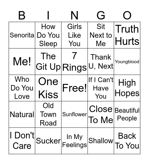 PEAK-O Bingo Card