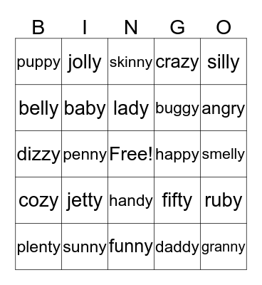 PEAK-O Bingo Card