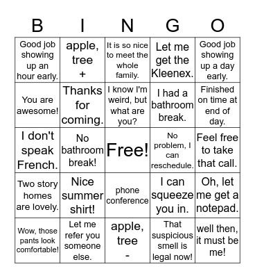 Conference Bingo Card