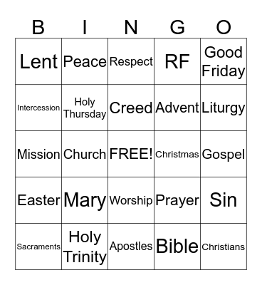 Religious Formation Bingo Card