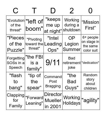 All Hands Bingo Card