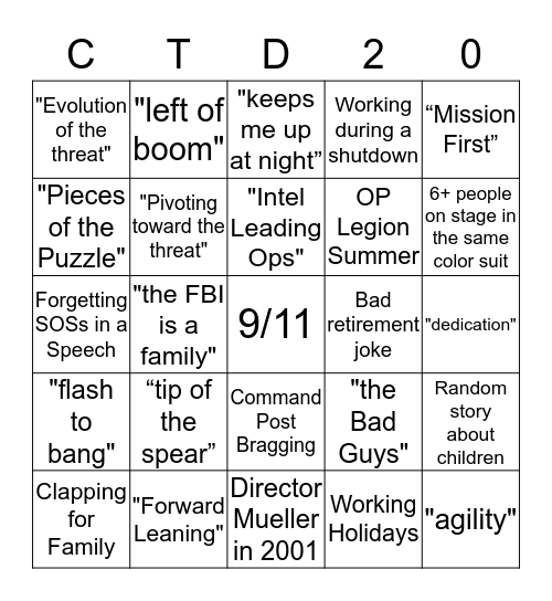 All Hands Bingo Card