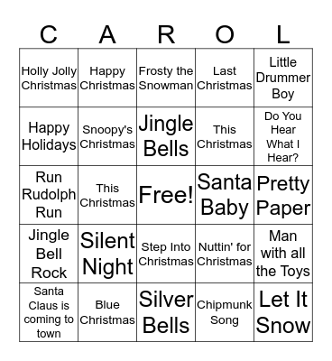 Christmas Carols Bingo Card