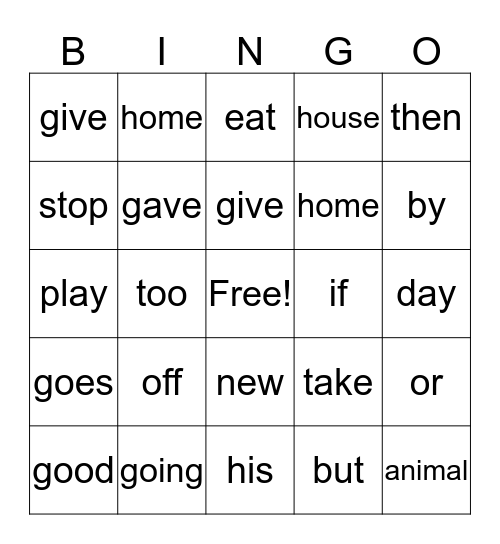 2G Power Word Bingo  Bingo Card