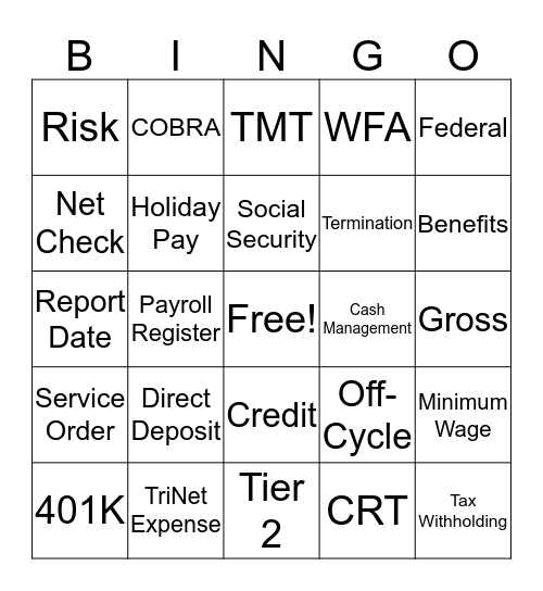TriNet Bingo! Bingo Card