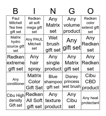 GIFT SET BINGO Card