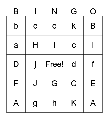 ABC Bingo Card