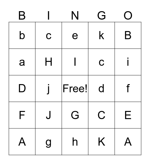 ABC Bingo Card