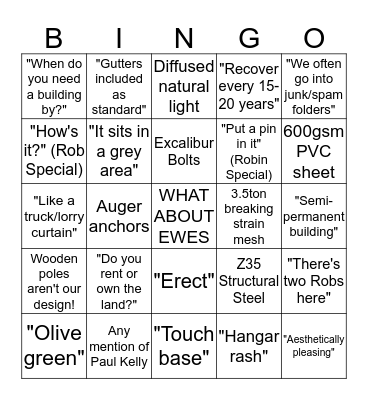 McGregor Sales Bingo 2020 Bingo Card