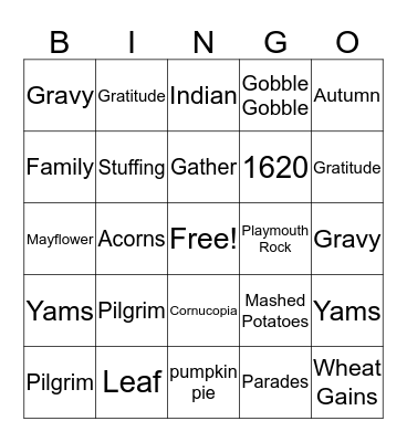 Thanksgiving bingo  Bingo Card