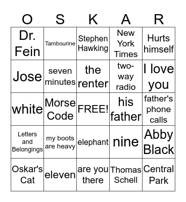 O S K A R  Bingo Card
