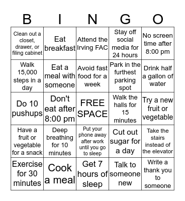 Let's Do This! December BINGO Card