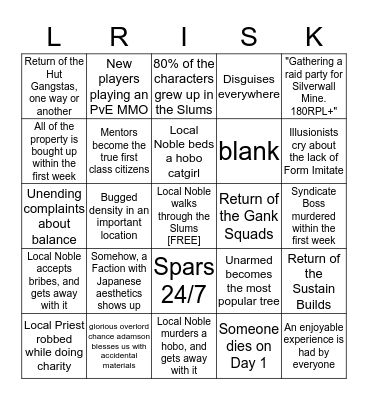 Chronicles of Esshar Bingo Card