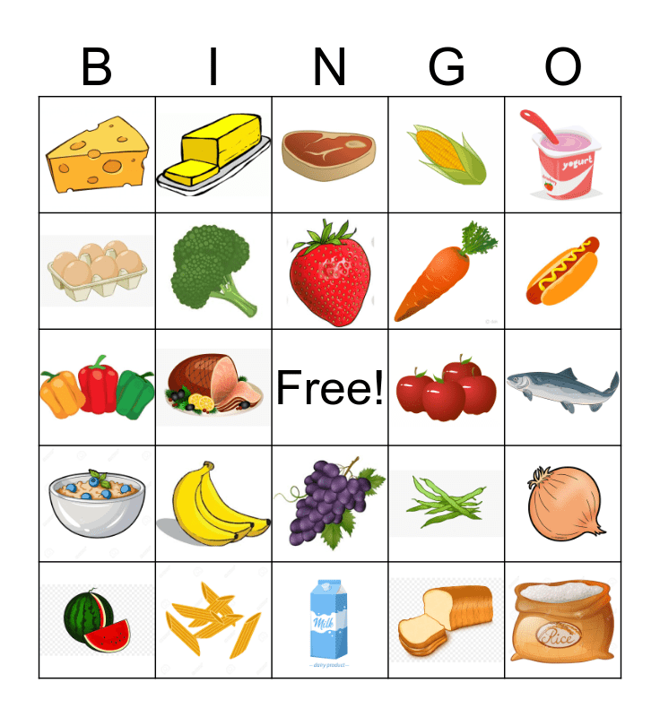 Grocery Bingo Card