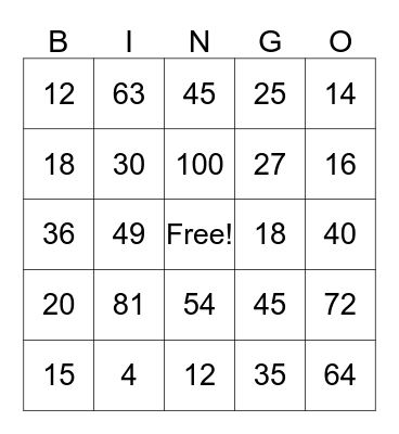 X Facts Answers Bingo Card