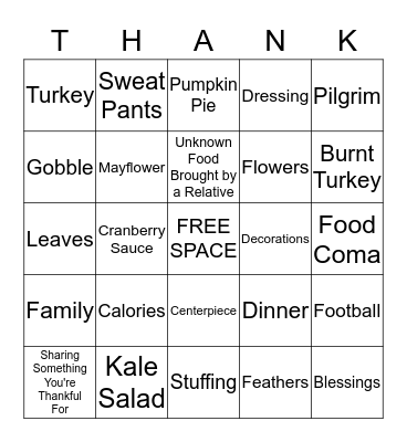 Thanksgiving Bingo Card