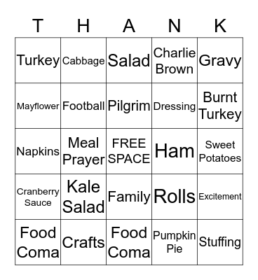 Thanksgiving Bingo Card