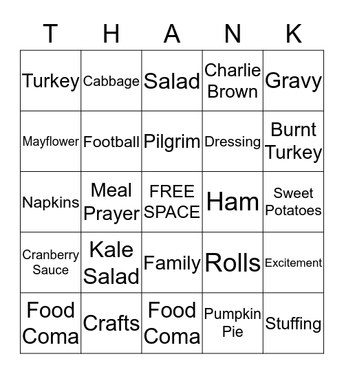 Thanksgiving Bingo Card