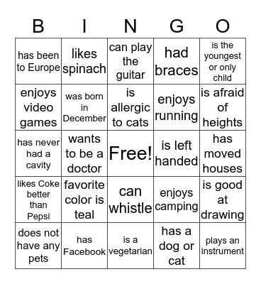 ICEBREAKER BINGO Card
