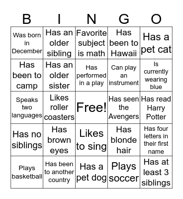 Get to Know Bingo Card