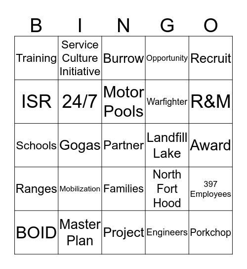 DPW Bingo Card